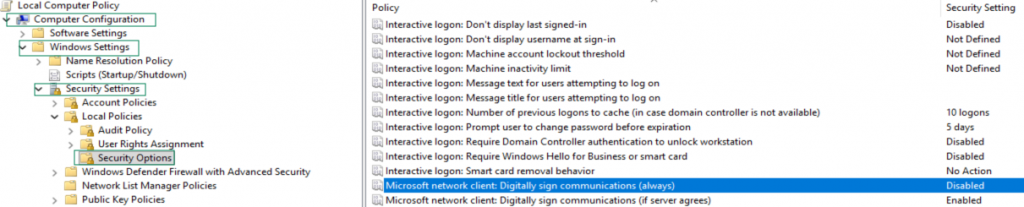 Disable Mandatory SMB Signing